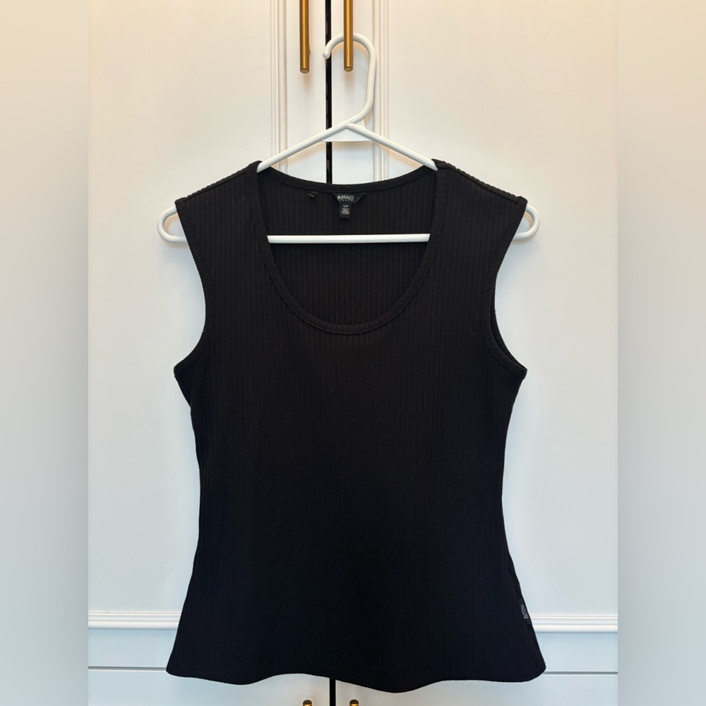 Buffalo David Bitton Black Ribbed Tank Top